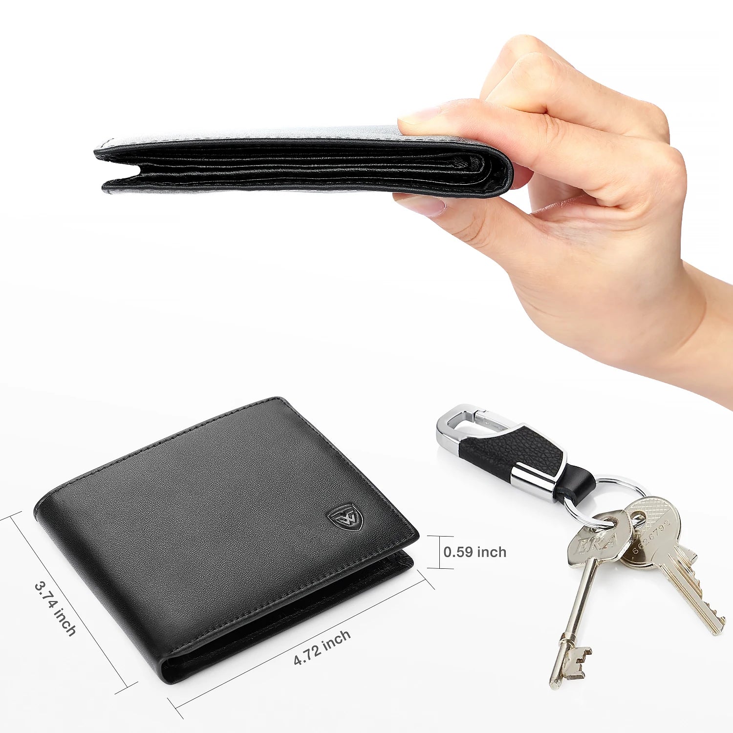 Portefeuille en cuir véritable pour hommes, classique, noir, souple, poche pour monnaie, porte-carte de crédit