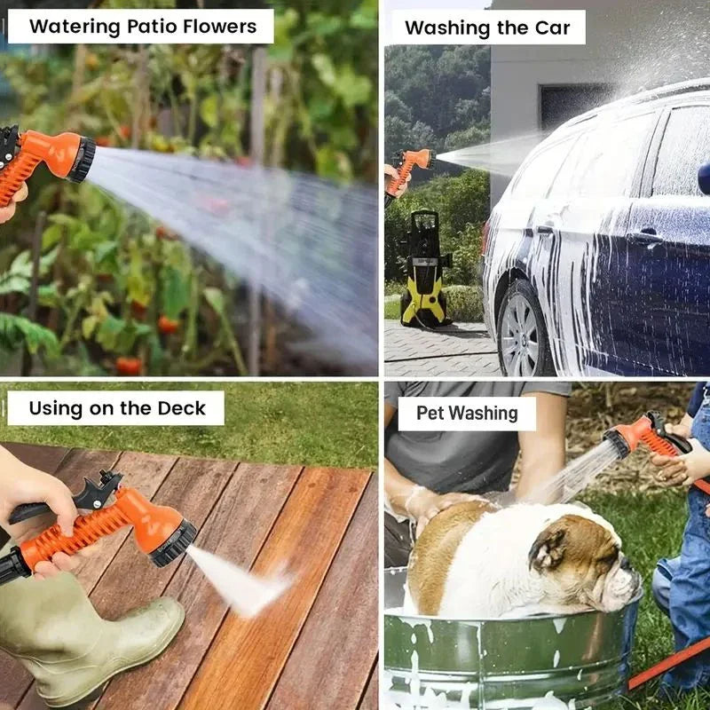 Tuyau magique extensible, lavage de voiture à haute pression, 7 fonctions de pulvérisation d'eau, pistolet à eau, tuyau d'arrosage de jardin domestique
