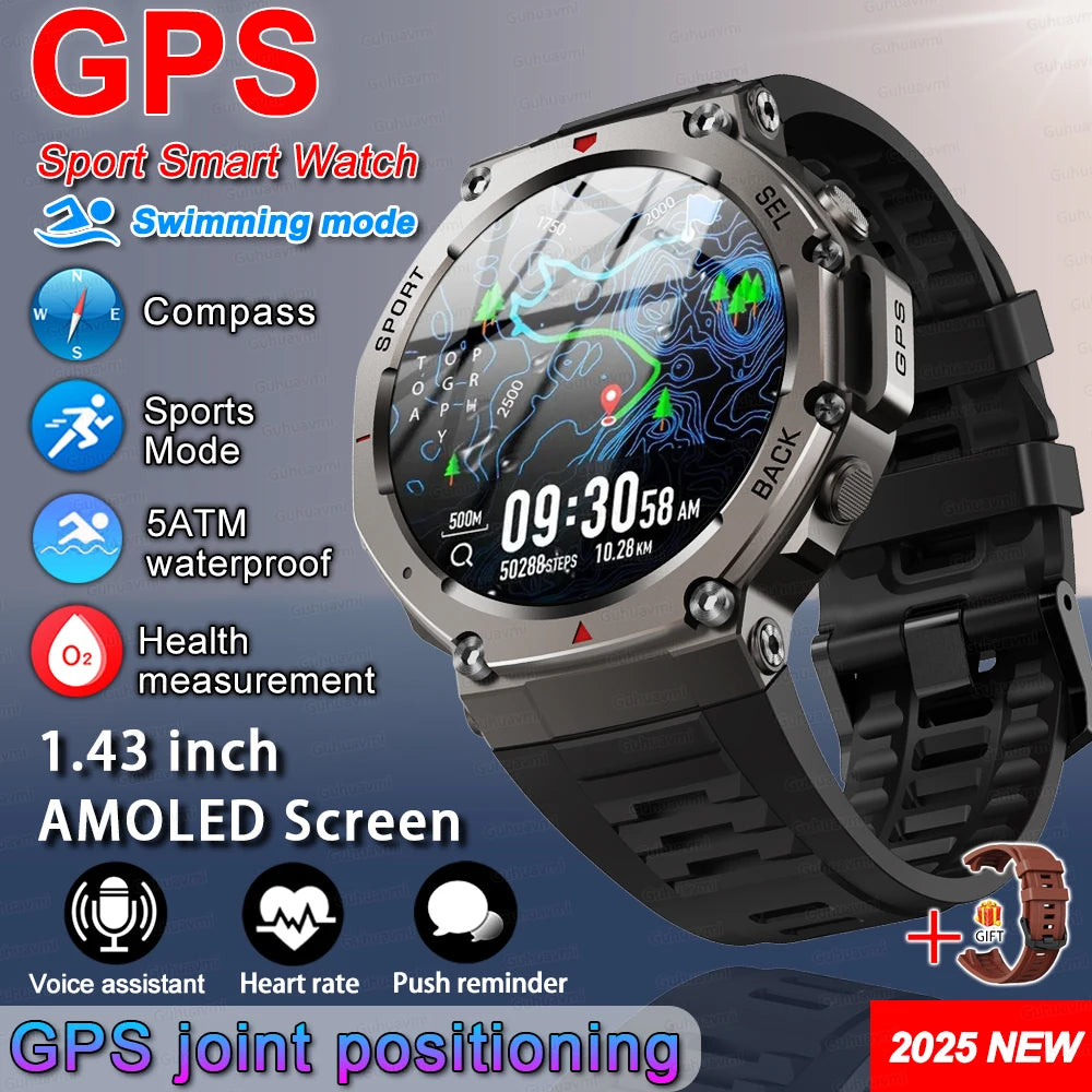 T-rex 3 Ultra GPS montre intelligente 5 ATM étanche intégré double bande GNSS boussole militaire 170 + Sport Smartwatch hommes 2025 nouvelle montre
