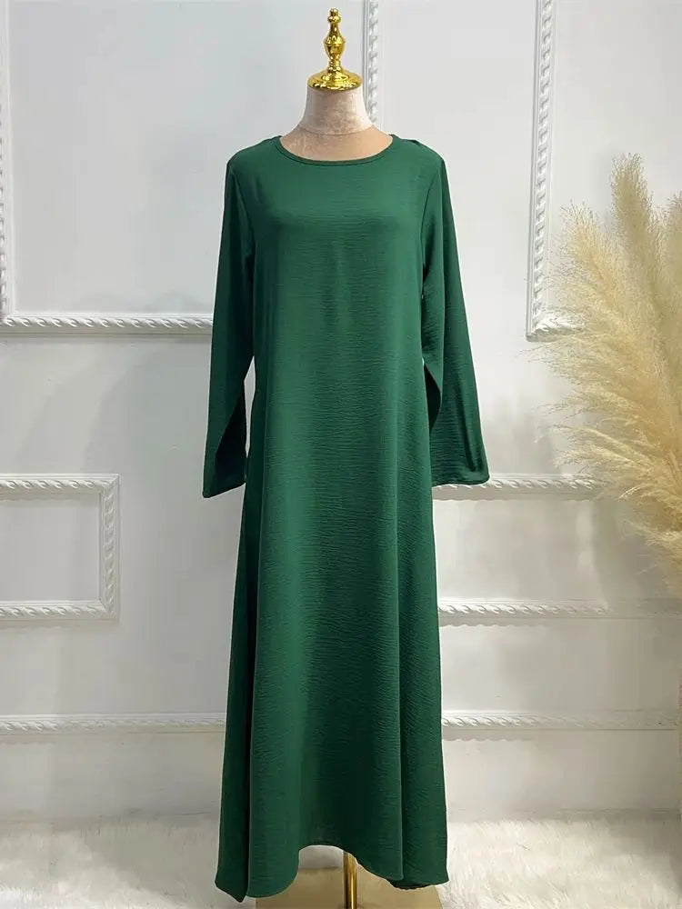 Noir blanc rose solide dubaï modeste sous Robe Abaya Islam caftan musulman avec poches robes pour femmes Robe Femme Musulmane