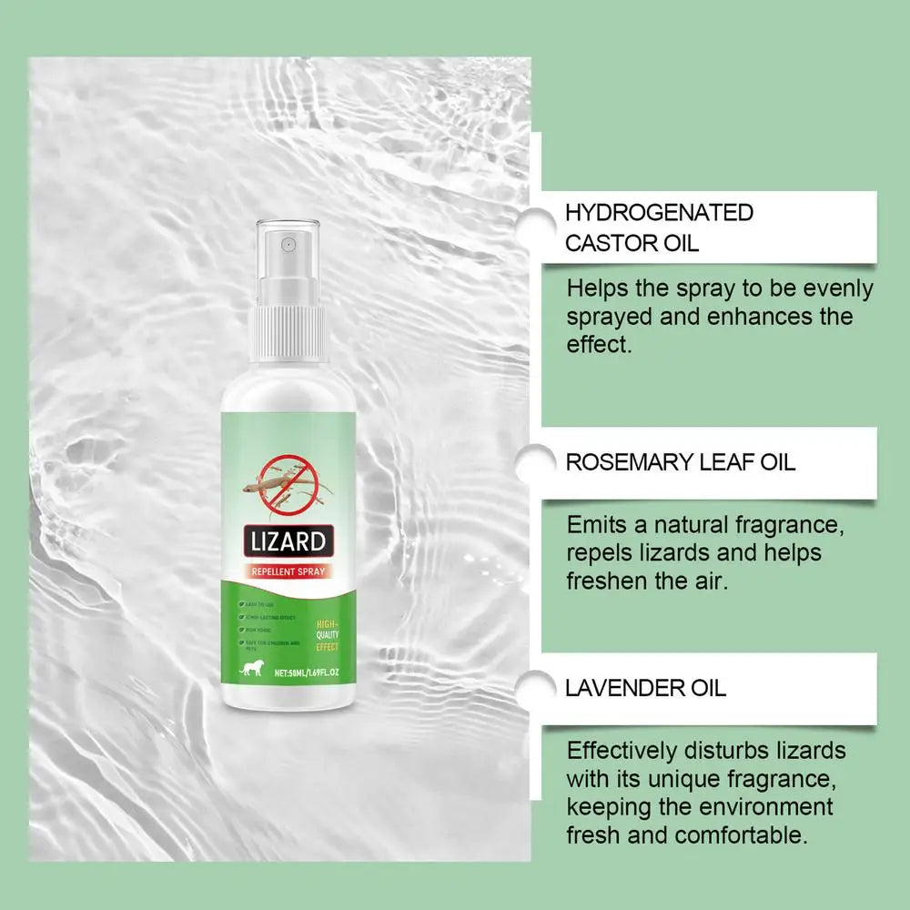 Répulsif pour rongeurs d'intérieur, 50ml, répulsif pour lézards, huile de lavande, Spray Gecko, puissant, dissuasion des reptiles, répulsif sûr pour animaux de compagnie