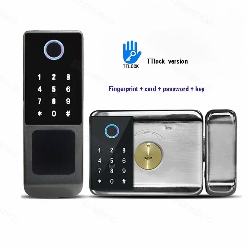 Serrure de porte intelligente électronique sans clé, serrure à empreintes digitales, étanche, Tuya, télécommande WiFi, Bluetooth, carte d'application TTLock, code numérique