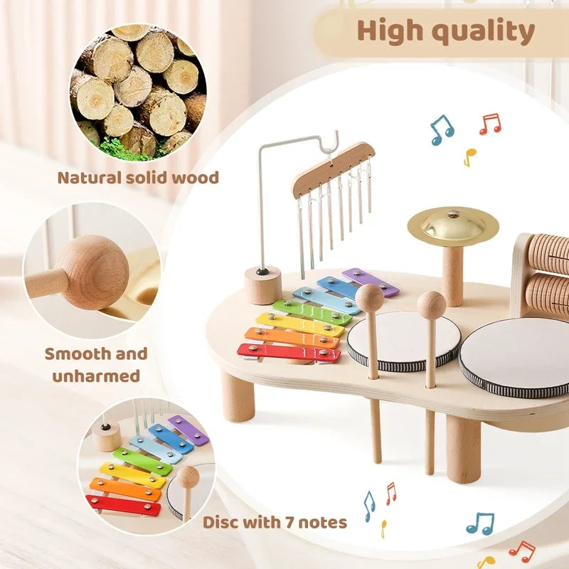 Jouets éducatifs pour bébés, cloches éoliennes en bois, jouets musicaux Montessori pour enfants, Xylophone, cadeaux d'anniversaire pour nouveau-nés, jouets de Table musicale