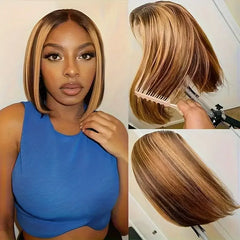 100% perruques de cheveux humains 13x4 dentelle cheveux humains dentelle frontale perruque prêt à porter Bob perruques 220 densité pour les femmes noires 4/27 couleur or