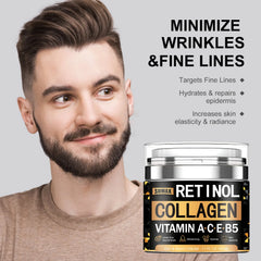 Crème anti-rides au rétinol instantané pour hommes, crème raffermissante au collagène, hydratante, blanchissante, vitamine C, produits éclaircissants pour la peau, 50ML