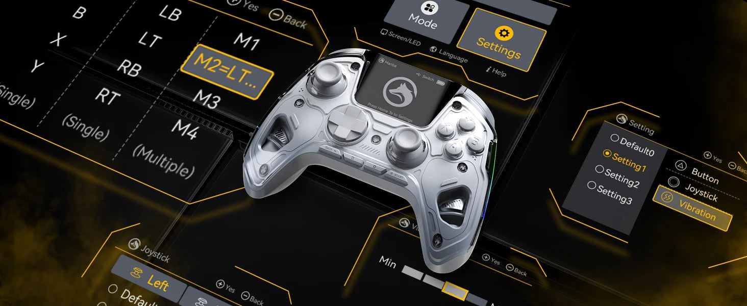 Contrôleur de jeu sans fil à écran interactif, pour Switch/PC/iOS/Android, bâton à effet Hall, lumière RGB 1800mAh avec station de chargement