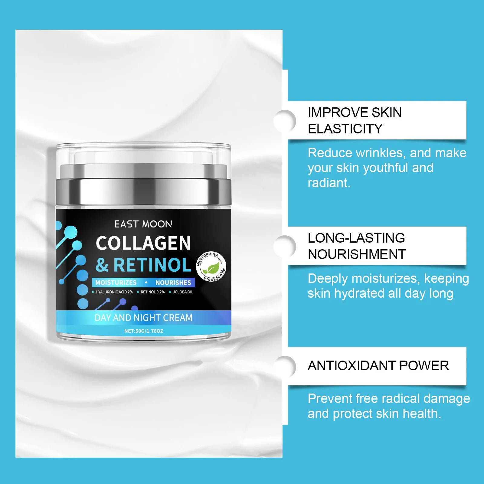 Crème hydratante pour le visage au collagène pour homme, élimine les cernes foncés, aide à éclaircir les pores, améliore le contrôle de l'huile, raffermissant, soins du visage, gratitude