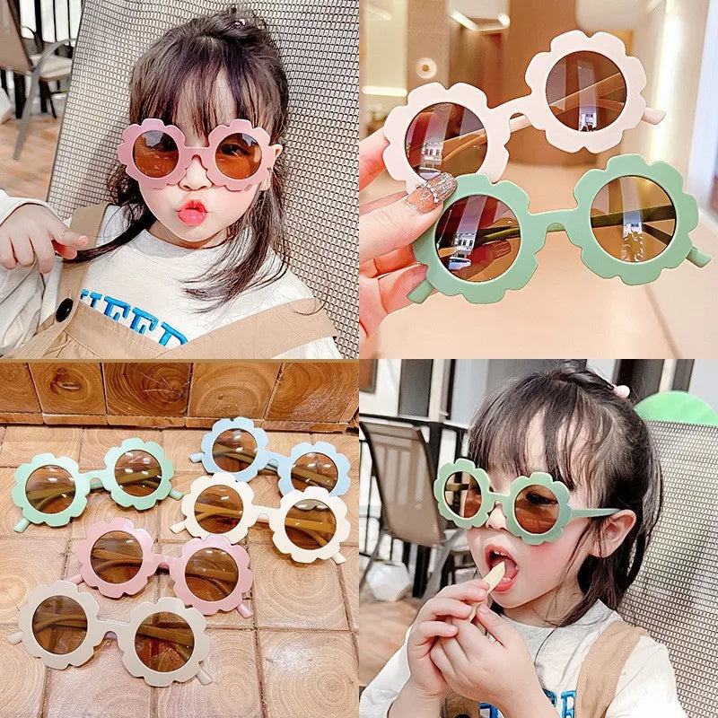 Lunettes de soleil mignonnes à fleurs pour enfants, cadre pour documents bonbons, protection UV extérieure pour garçons et filles