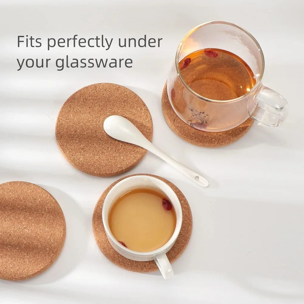 Sous-verres ronds en liège naturel, 10 pièces, tapis en bois, durables, antidérapants, pour thé, café, tasse, porte-boissons, décoration de Table, fournitures pour la maison, bricolage