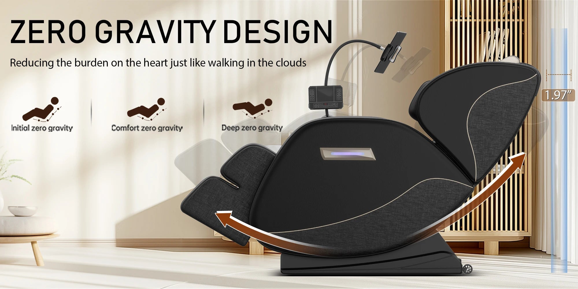 Fauteuil de massage complet Zero Gravity avec chauffage, airbags, rouleau pour les pieds et écran tactile – Supports jusqu'à 180 lb