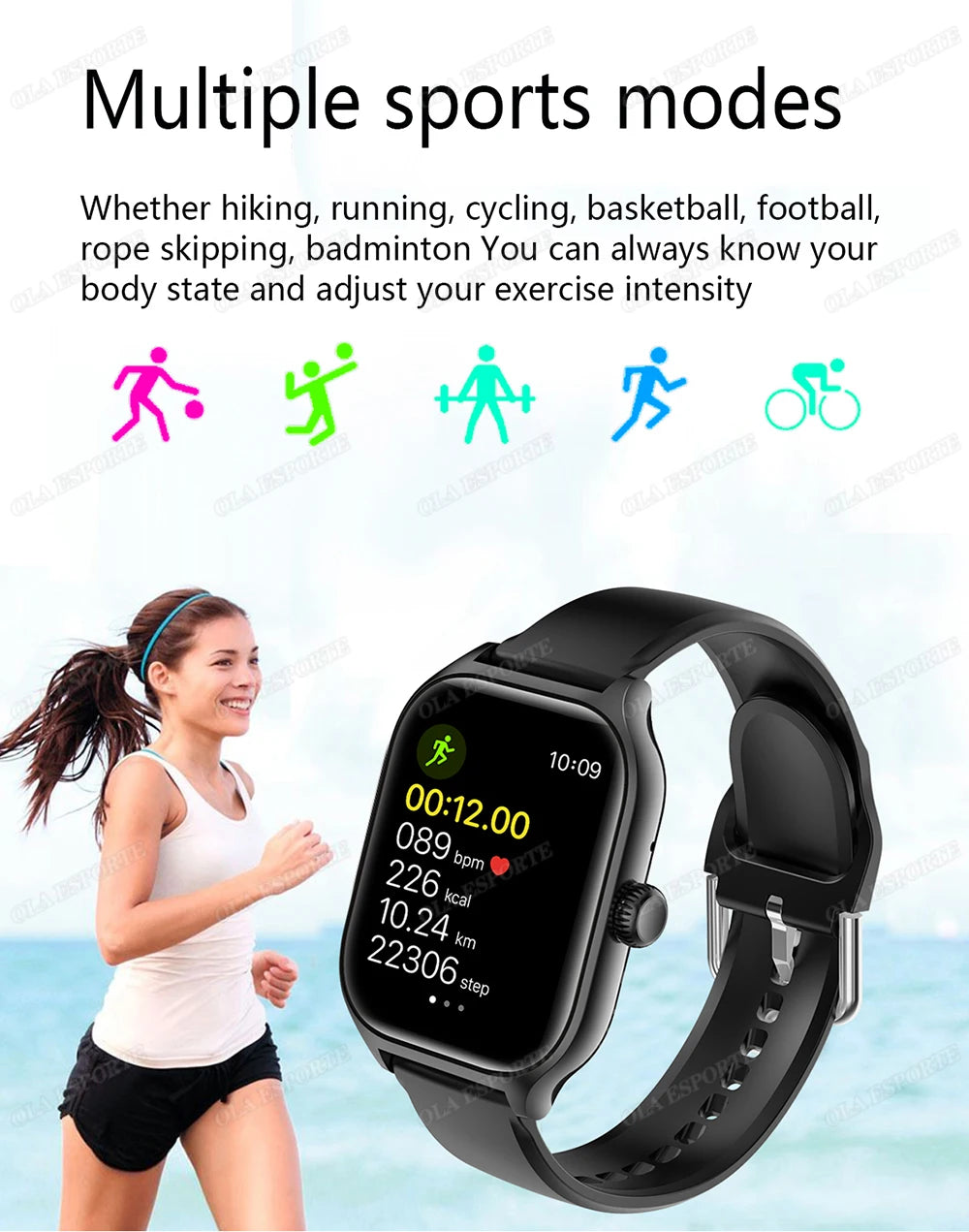 Nouvelle montre intelligente 2.01 pouces HD affichage réponse faire appel Message vue Modes de Sport bricolage cadran prévisions météorologiques pour hommes femmes