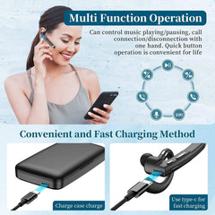 Écouteurs Bluetooth 5.3, stéréo, mains libres, suppression du bruit, casque d'affaires sans fil avec micro HD pour tous les téléphones intelligents