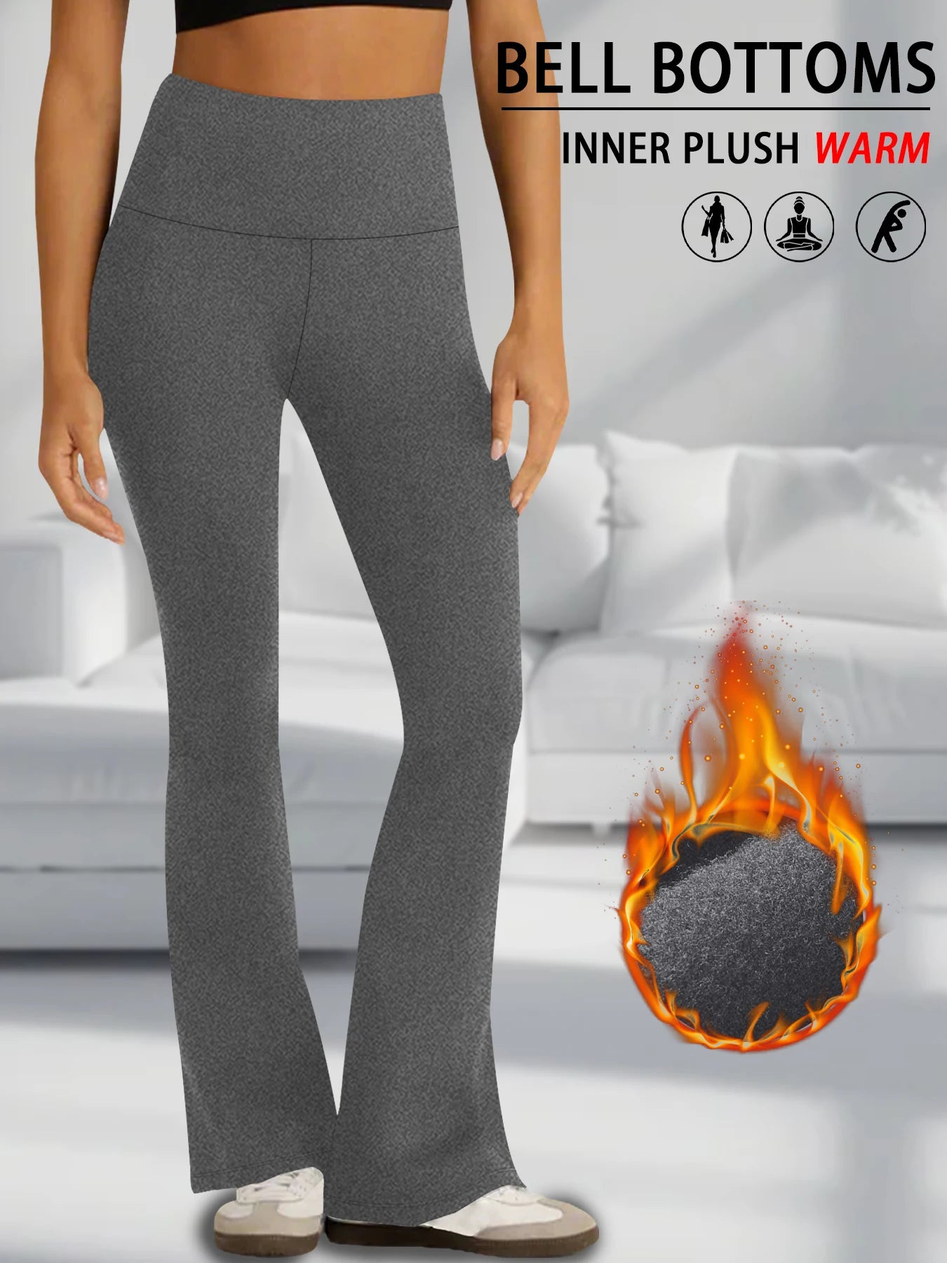 Leggings évasés en polaire taille haute pour femmes, Super doux, contrôle du ventre, pantalon Bootcut doux