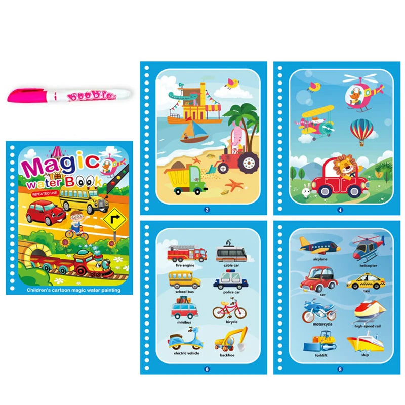 Jouets d'éducation précoce pour enfants, livre magique avec stylo, dessin à l'eau, jouets Montessori, livre de coloriage réutilisable, livre de dessin magique