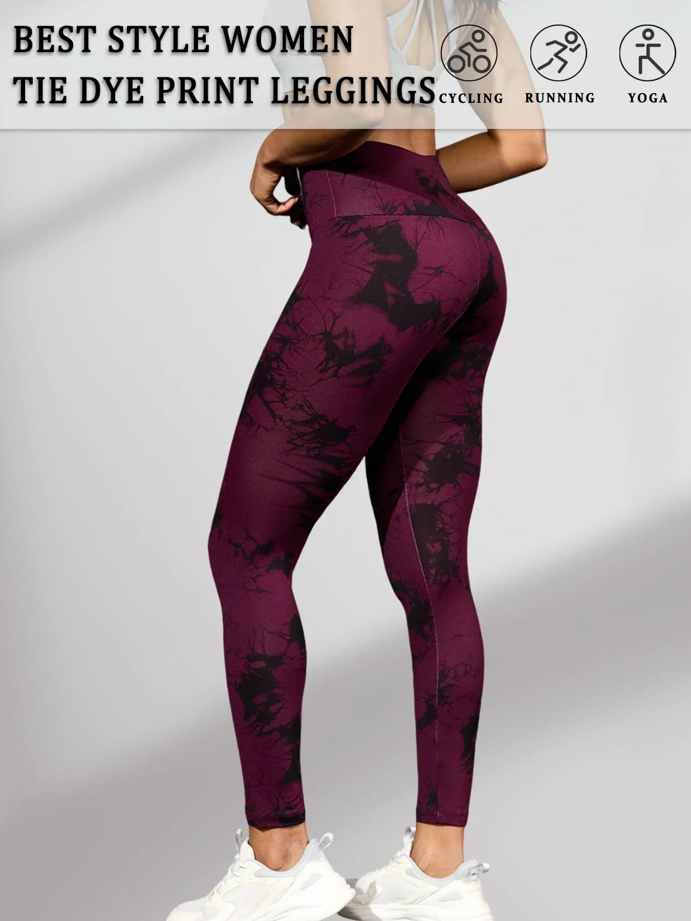 Leggings de teinture par nouage taille haute pour femmes, collants d'athlétisme, de Yoga, de course, de gymnastique, non transparents, Push Up, Fitness