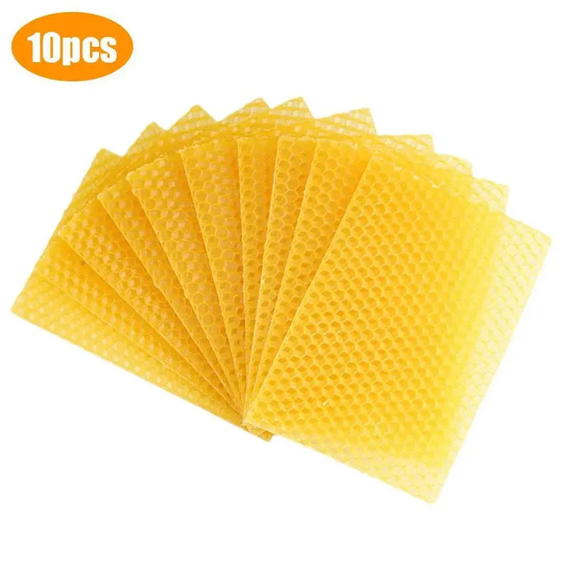 Feuilles de cire d'abeille naturelle, 10 pièces, feuille en nid d'abeille, cadre de cellule de ruche, fond de teint en cire pour la fabrication de bougies, artisanat, fournitures de travaux manuels pour l'apiculture