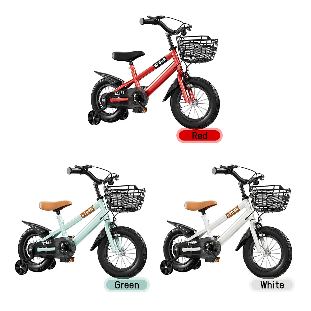 Children's bicycle for ages 3 to 7, bike with training wheels, with basket, 2024