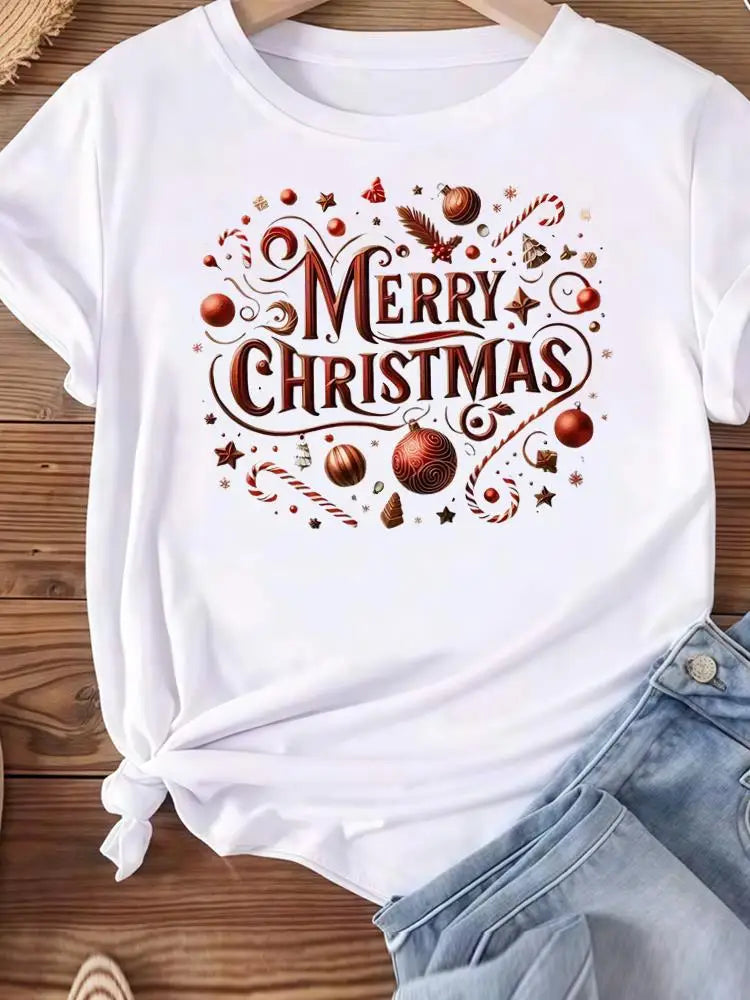 Vêtements de noël vacances imprimé mode nouvel an femmes T-shirts aquarelle arbre mignon haut joyeux T-shirts vêtements graphiques T-shirts