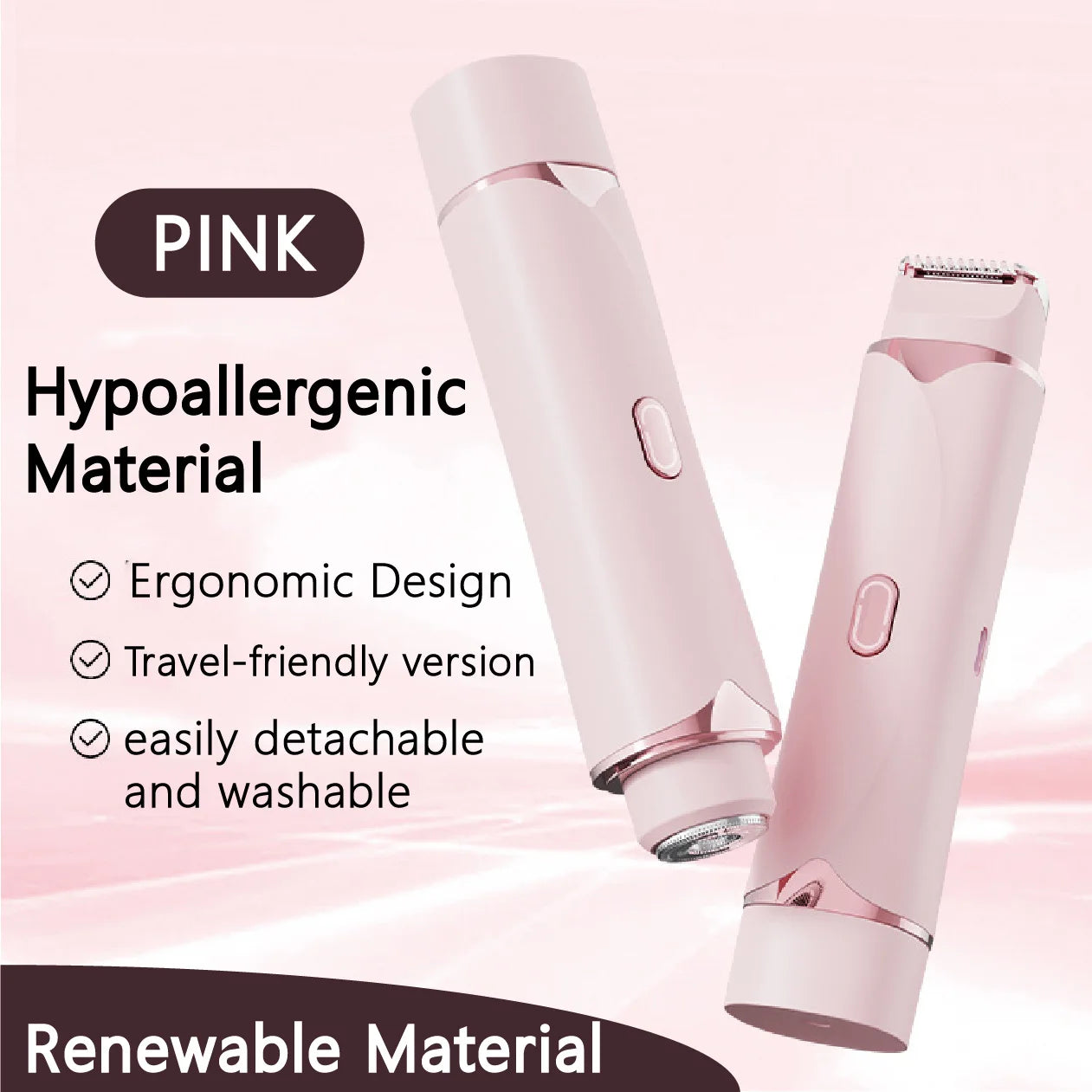 2-in-1 women's shaving tool, waterproof women's razor, razor for sensitive skin, electric razor for ingrown hair prevention