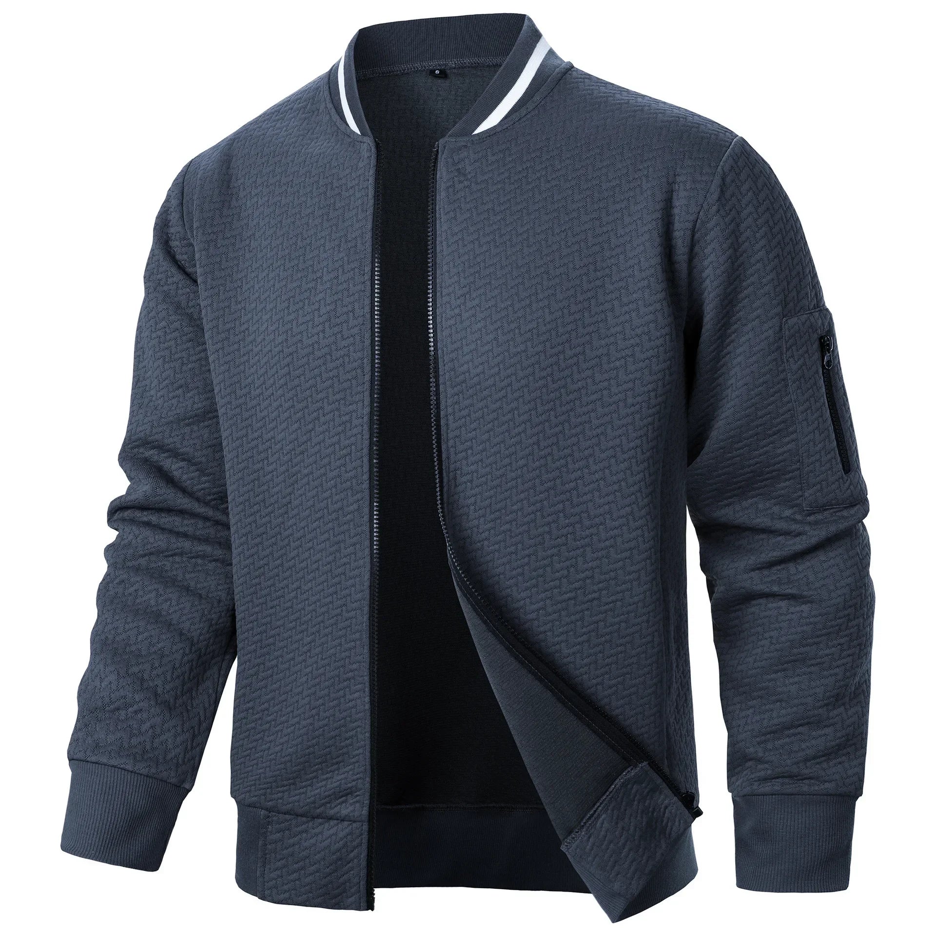 Veste de Baseball pour hommes, Streetwear, nouvelle mode d'automne, vestes décontractées de couleur unie pour hommes, manteau en tissu Jacquard pour hommes