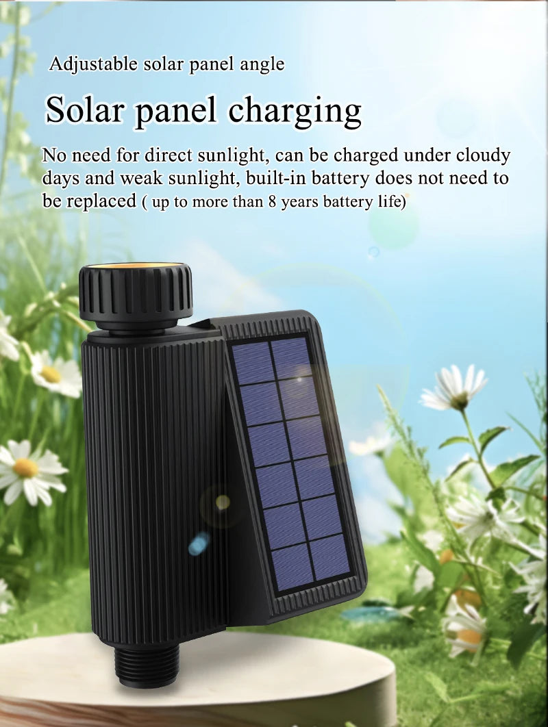 Tuya Smart WiFi Watering Timer, Solar Powered Drip Irrigation System, Built-in Water Flow Recorder, Water Controller