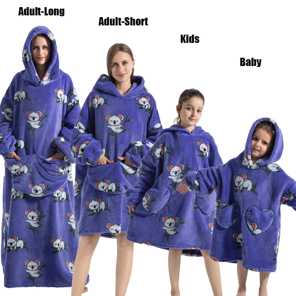 Sweat-shirt à capuche d'hiver pour femmes et hommes, pull polaire géant TV, couverture surdimensionnée avec manches, vêtements citrouille d'halloween pour adultes