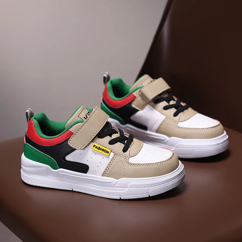 Chaussures de sport imperméables pour enfants, chaussures décontractées pour étudiants, chaussures de planche en cuir à fond plat, chaussures de course pour garçons et filles
