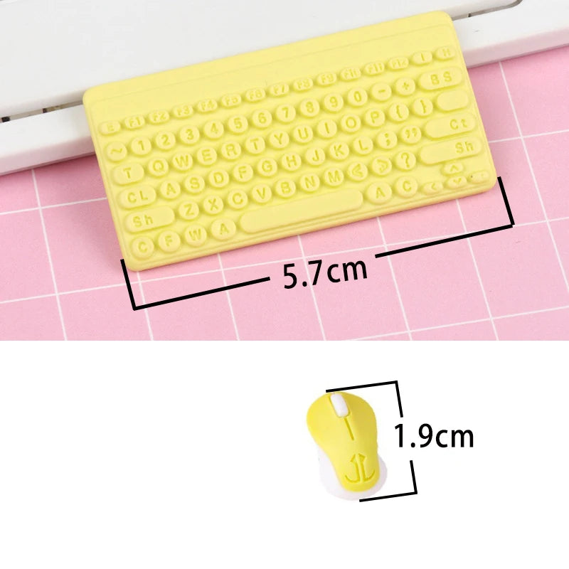 Clavier/souris sans fil Miniature, accessoires d'ordinateur pour poupée, maison de poupée 1/12, ornement de bureau/salle de sport électronique