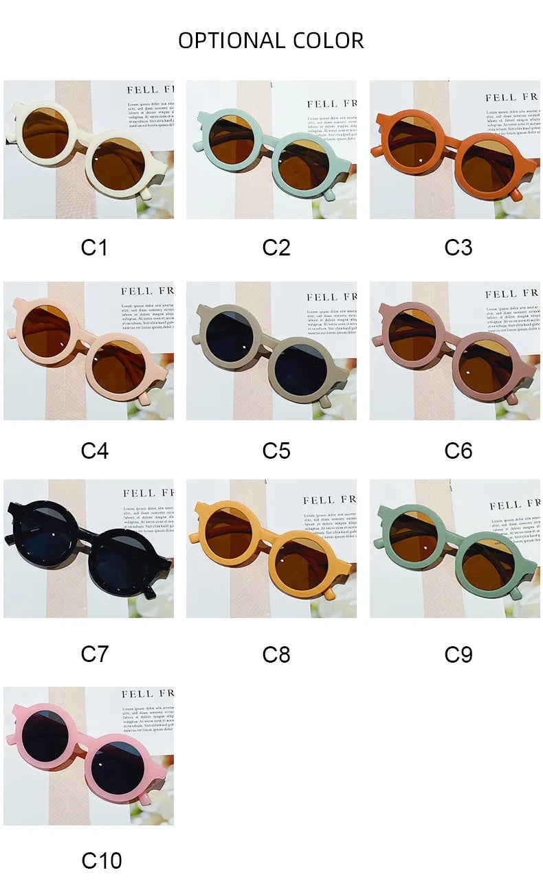 Lunettes de soleil coréennes pour enfants, rétro, monture ronde solide, petit visage, résistant aux ultraviolets, pratique