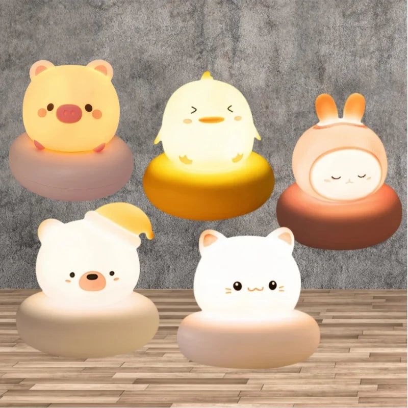 Veilleuse en forme d'animal mignon pour enfants, 3 niveaux, variable, lampe de couchage, commande tactile, veilleuse pour l'allaitement, décor pour tout-petits