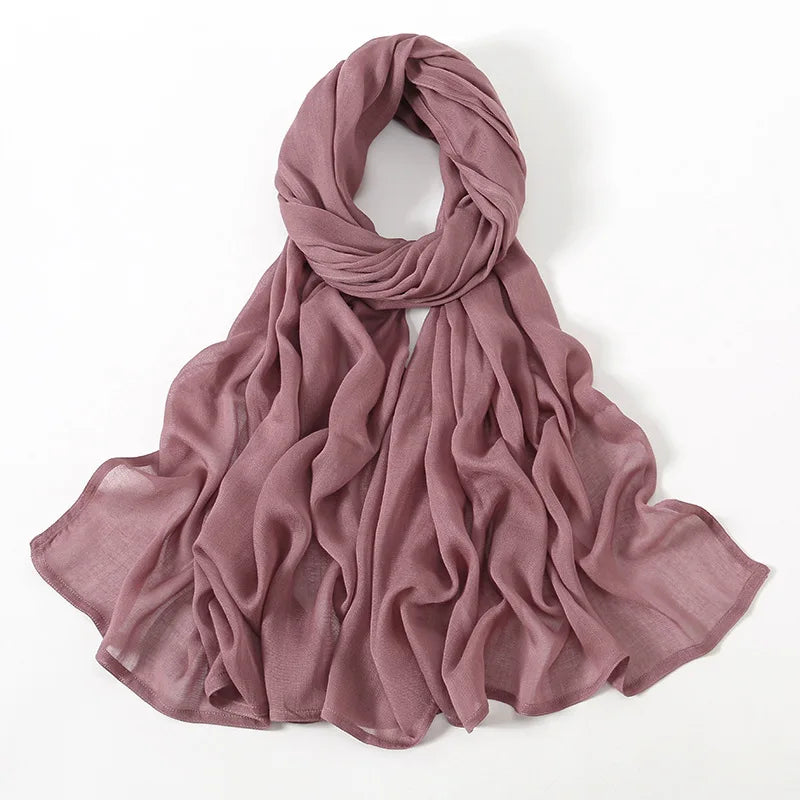 Ramadan Solid Color Plus Size Cotton Rayon Hijab Scarf Women's Muslim Headscarf Wraps Shawls Muslim Women's Headband Islamic Turban