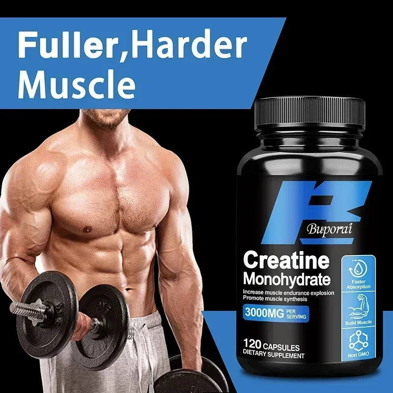 Creatine monohydrate - Improves muscle strength, promotes muscle recovery and growth, and enhances athletic performance. Vegan.