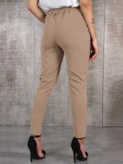 BornToGirl printemps été automne décontracté mince en mousseline de soie pantalon mince pour les femmes taille haute noir kaki vert pantalon femme pantalon
