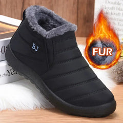 Bottes d'hiver imperméables pour femmes, bottines de neige en peluche, chaudes, noires, chaussures à plateforme en coton pour Couple, nouvelle collection 2023