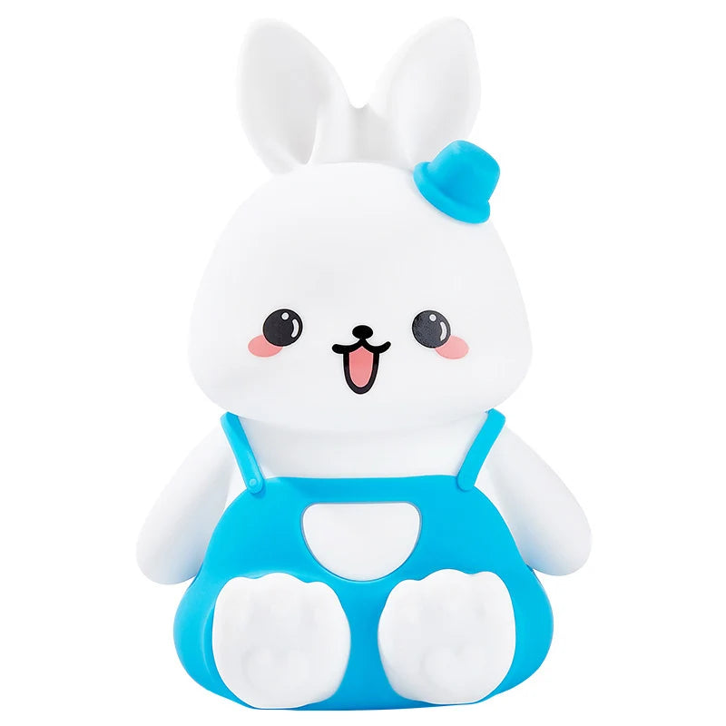 Veilleuses mignonnes pour enfants, 5 couleurs changeantes, lampe LED en forme de lapin en Silicone avec batterie, pour pépinière, enfants, bébé, Camping, décoration de maison