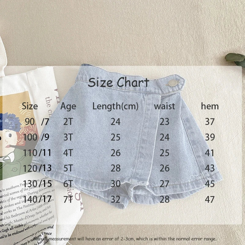 Mode coréenne nouvel été enfants fille jupe short solide taille élastique bouton doux Denim Culotte enfants vêtements polyvalents