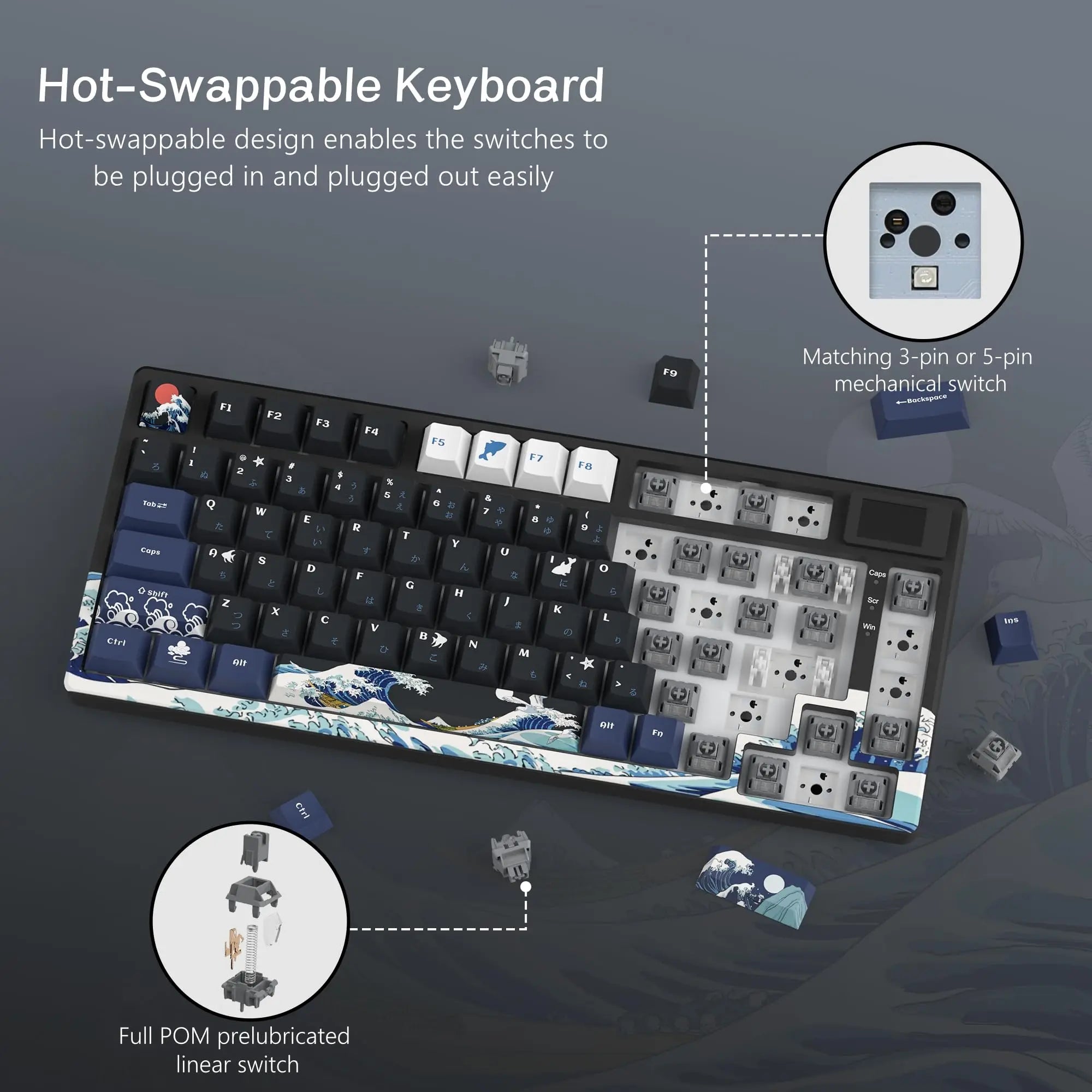 Womier S-K80 75% clavier avec écran OLED couleur clavier de jeu mécanique échange à chaud clavier joint montage rvb clavier personnalisé