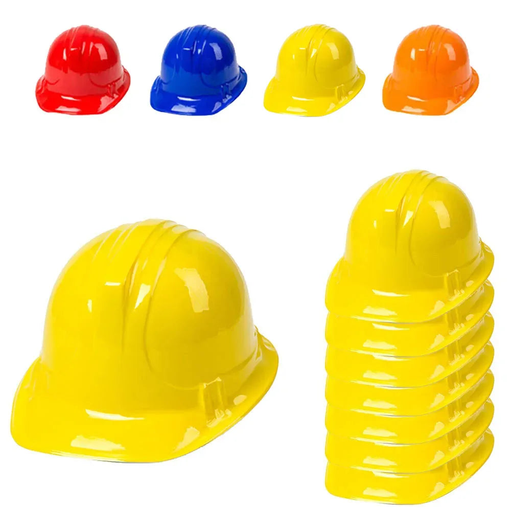 Chapeaux de Construction pour enfants, matériel en plastique souple, thème de Construction, chapeaux de robe de fête d'anniversaire, fournitures de décoration de fête, 12 pièces