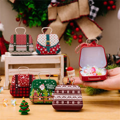 Metal storage box for Christmas decoration, handbag shape, 18 jars, jewelry case, children's gift, storage boxes, open Christmas party, 2024