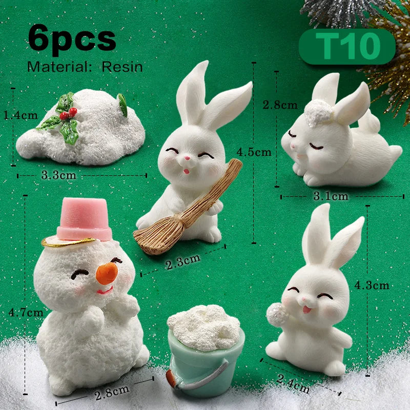 Figurine de pâques de noël, lapin blanc, carotte, bricolage, décor de chambre Kawaii, accessoires de décoration de jardin féerique miniatures modernes