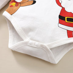 Ensemble de vacances pour enfants, body imprimé père noël + jupe en fil + bandeau + chaussettes, ensemble de noël pour bébé fille de 0 à 18 mois, 4 pièces/ensemble
