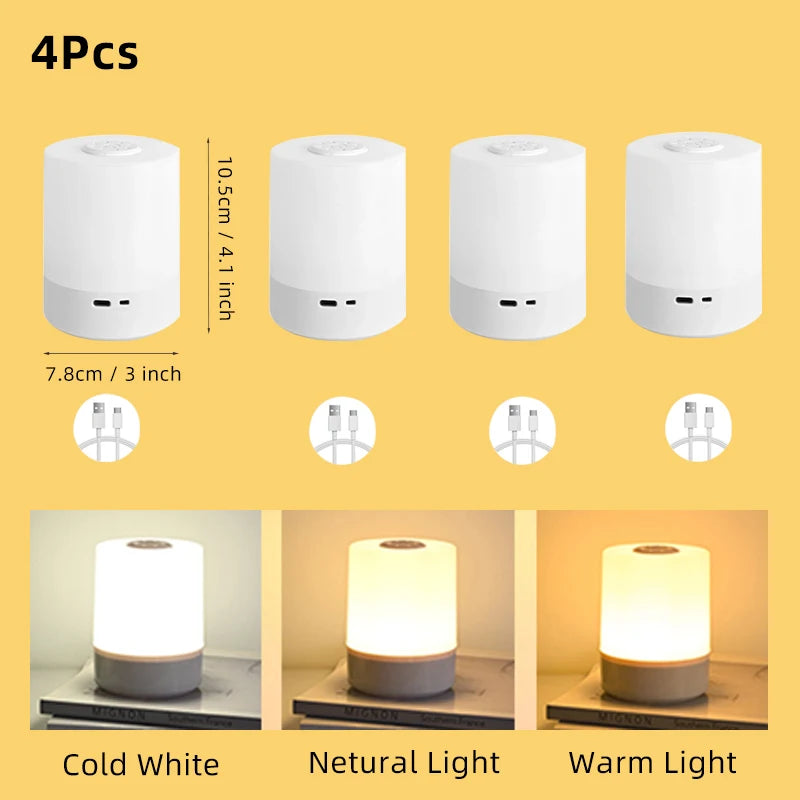 Veilleuse LED à capteur tactile pour enfants, lumière à intensité variable en continu, à côté de la lampe, chargement USB, lampe de table, veilleuse pour bébé, chambre à coucher