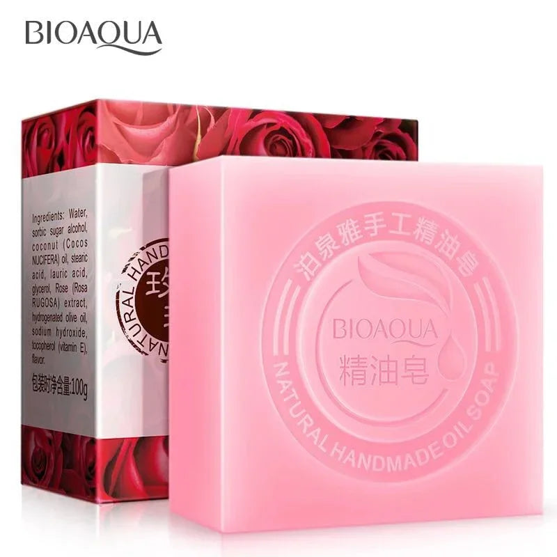 Savons aux huiles essentielles Bioaqua au miel, rose, jasmin, aloé, matcha, myrtille, lavande, charbon de bambou, savons en bambou noir