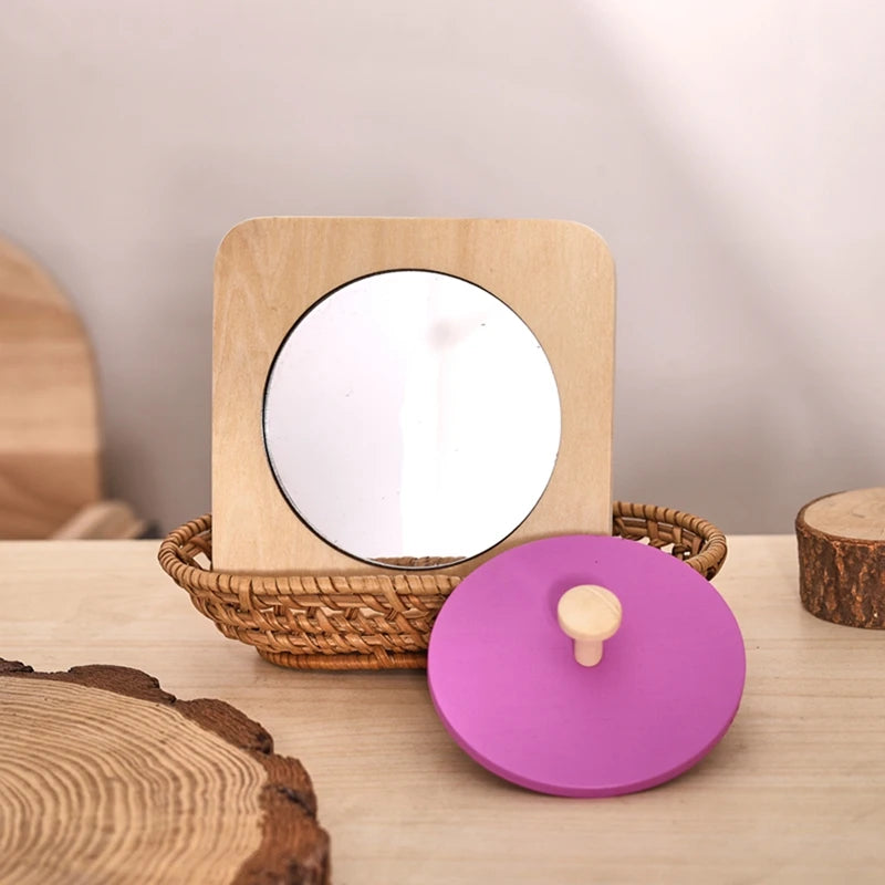 Kit de jeu Montessori Mirror Peekaboo Knob Puzzle Medium Spinning Drum Ball Toys, Tout-petits de 6 à 12 mois