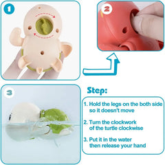 Jouets de bain pour bébé, 3 pièces, tortues de natation mignonnes, jeu d'eau, jouets à remonter pour enfants d'âge préscolaire, jouets de piscine
