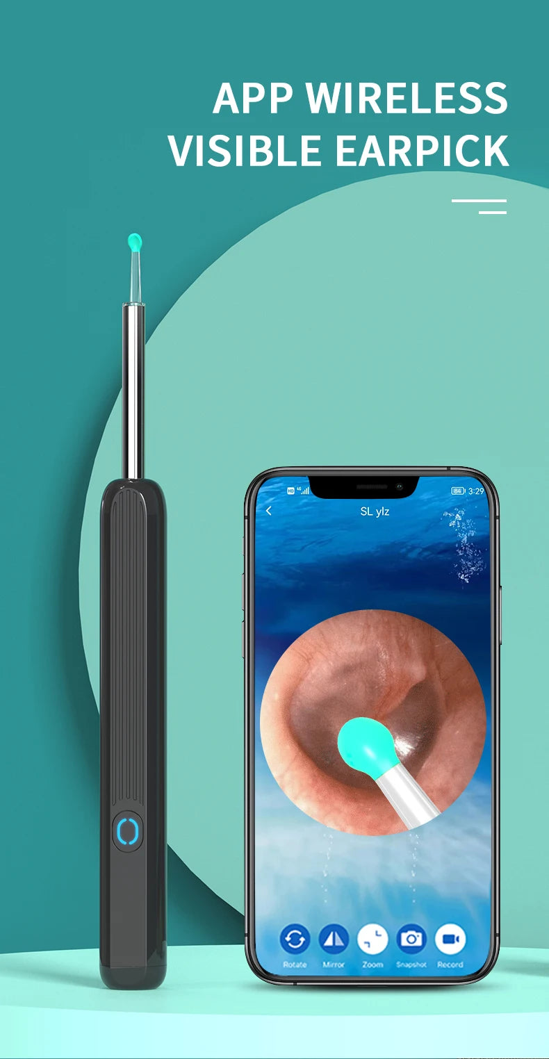 NE3 nettoyeur d'oreilles outil de retrait de cire d'oreille de haute précision avec caméra LED Otoscope sans fil Kit de nettoyage d'oreille intelligent meilleur cadeau