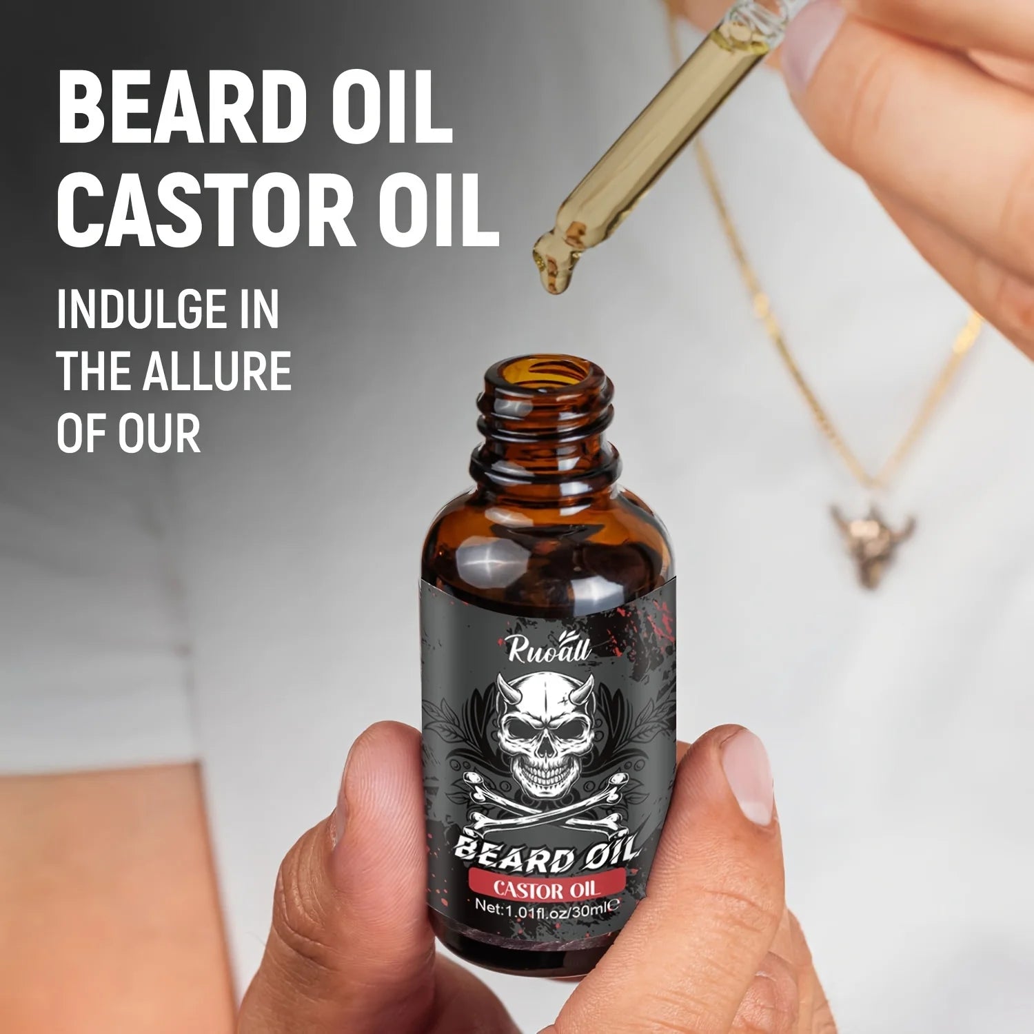 Huile essentielle de barbe riche en huile de ricin, croissance de la barbe et toilettage adoucir nourrir soin de la barbe rouleau longueur d'aiguille inférieure à 0,25 mm