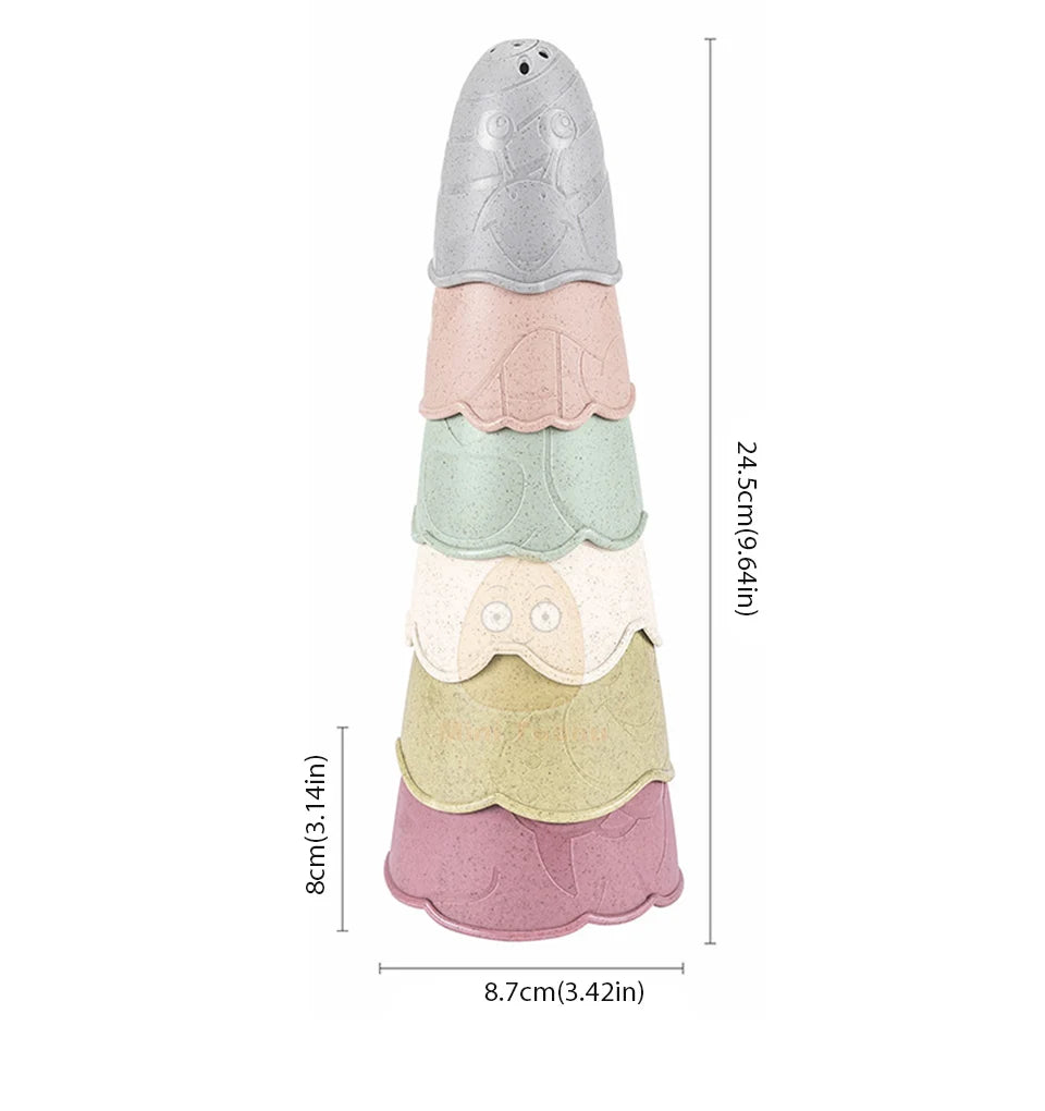 Jouets pour bébé, tasse empilable, dessin animé, apprentissage éducatif précoce, couleur, nidification, tri, bain-douche, jeu d'eau et de sable pour enfants