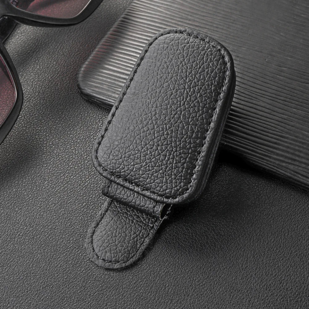 Porte-lunettes de soleil de voiture pour visière de voiture, Clip magnétique en cuir, porte-lunettes, accessoires de voiture de camion pour femmes et hommes