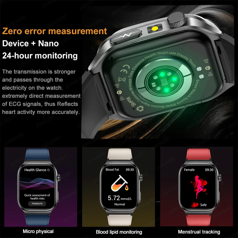 2025 nouvelle montre intelligente 2.04 pouces écran acide urique lipides sanguins composition corporelle cinq détecteurs 650mAh sport HD appel montre intelligente